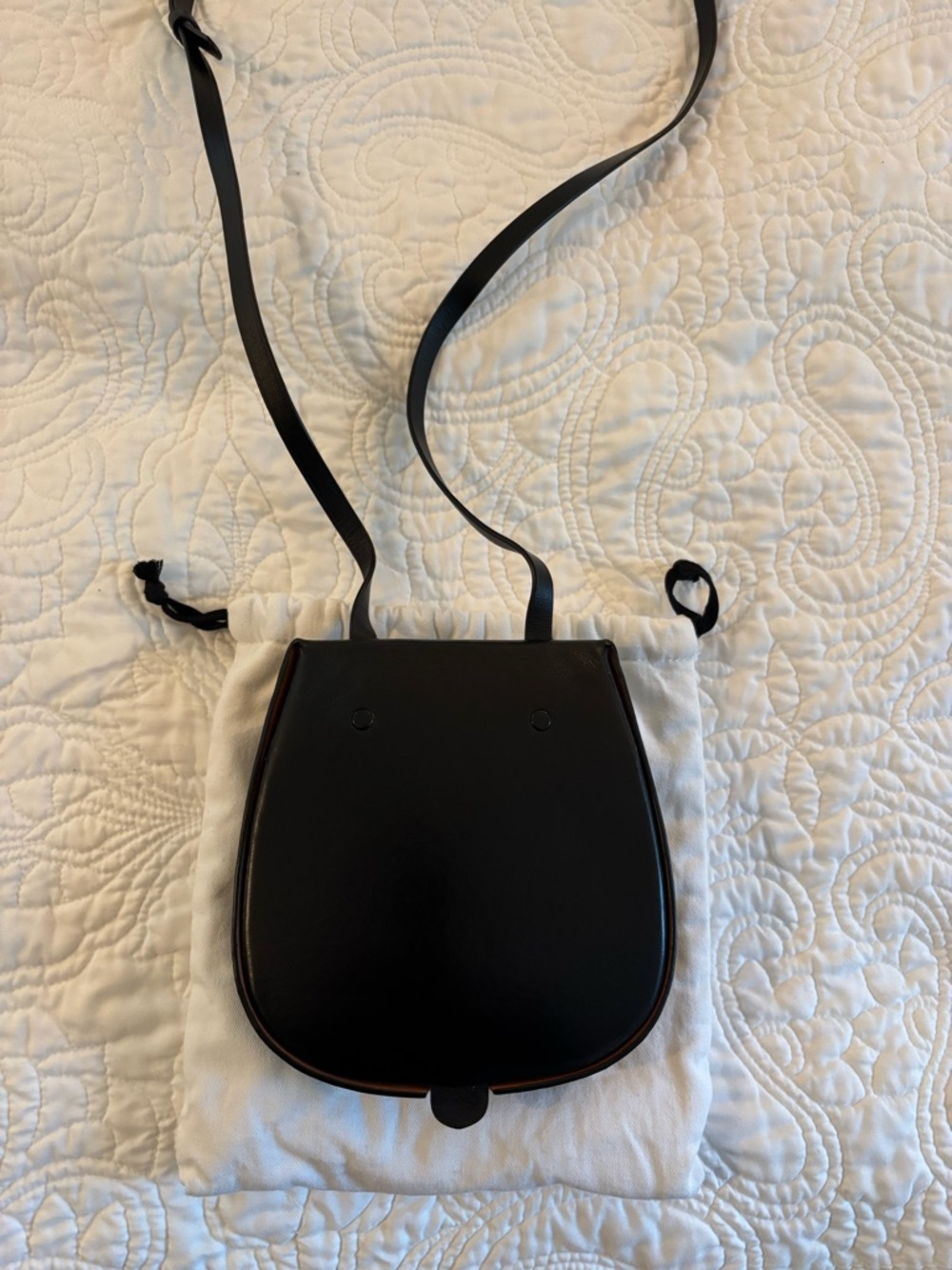 Lemaire Tacco Molded Crossbody Black Leather Saddle Bag - Picture 3 of 5